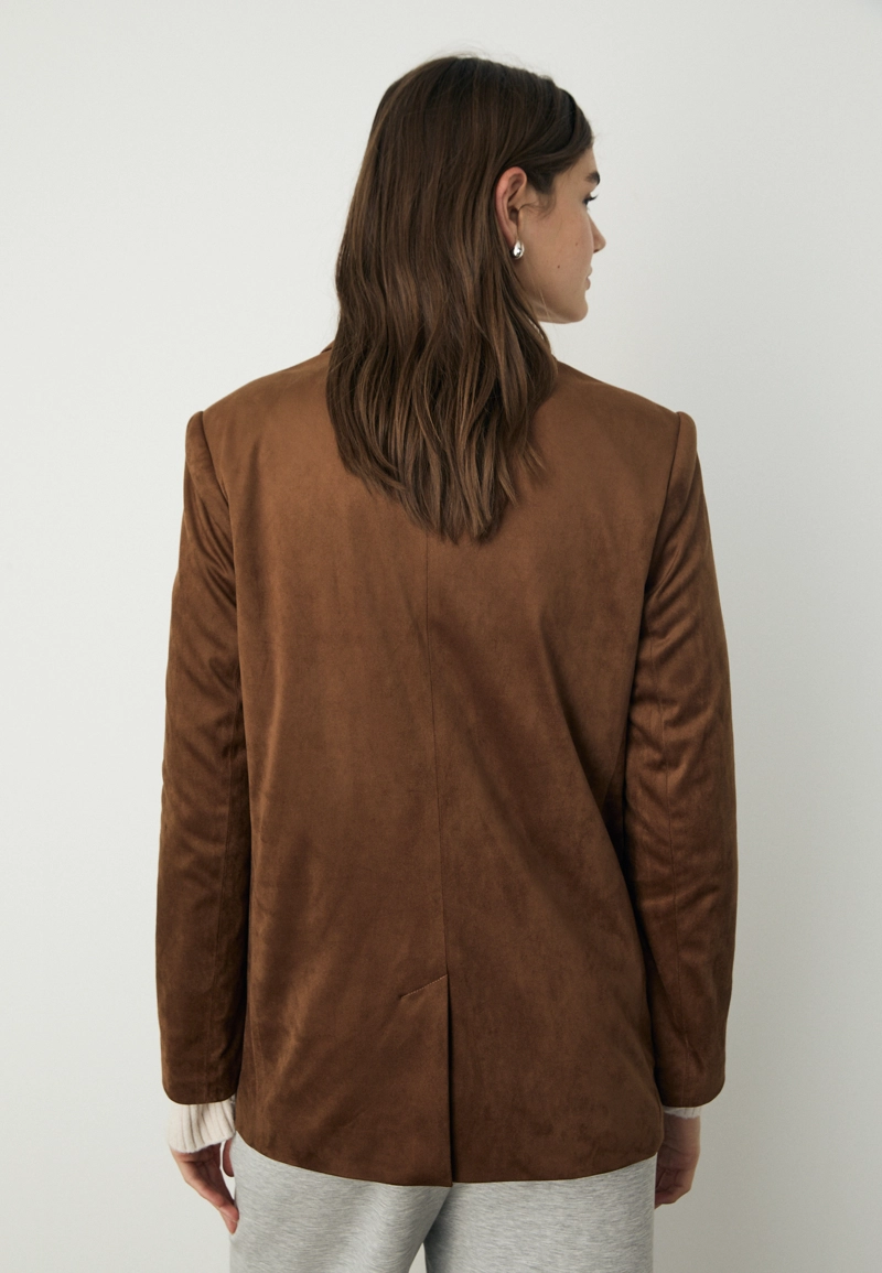 Пиджак из искусственной замши стандартной длины