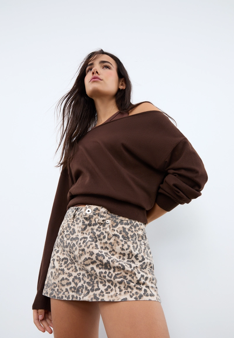 D62 Юбка-шорты с принтом