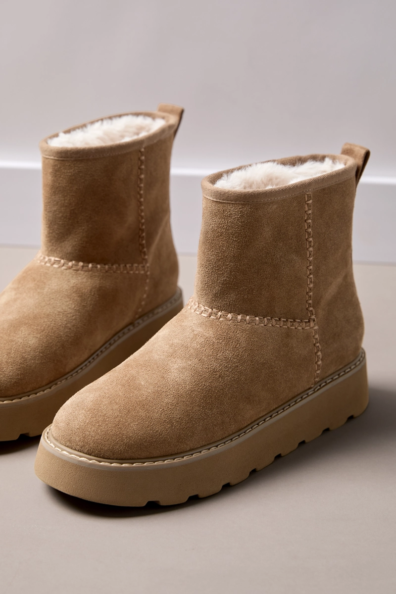 Ботинки на каблуке из искусственного меха и кожи