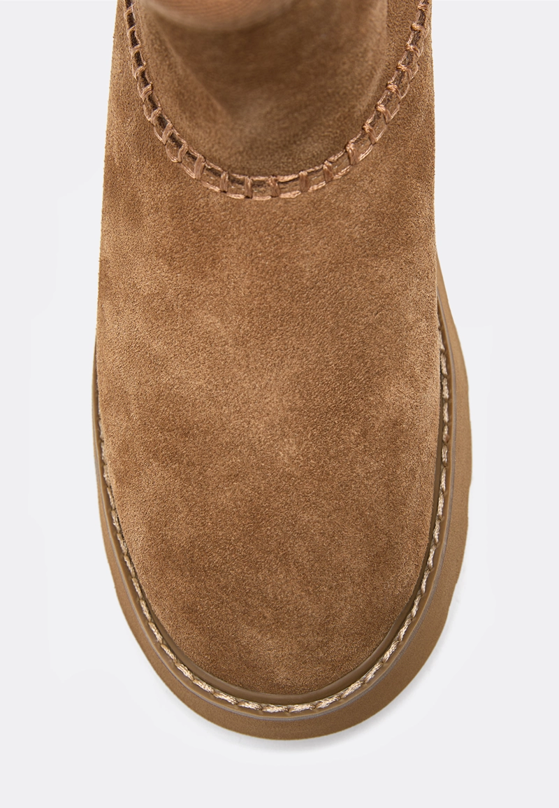 Ботинки на каблуке из искусственного меха и кожи