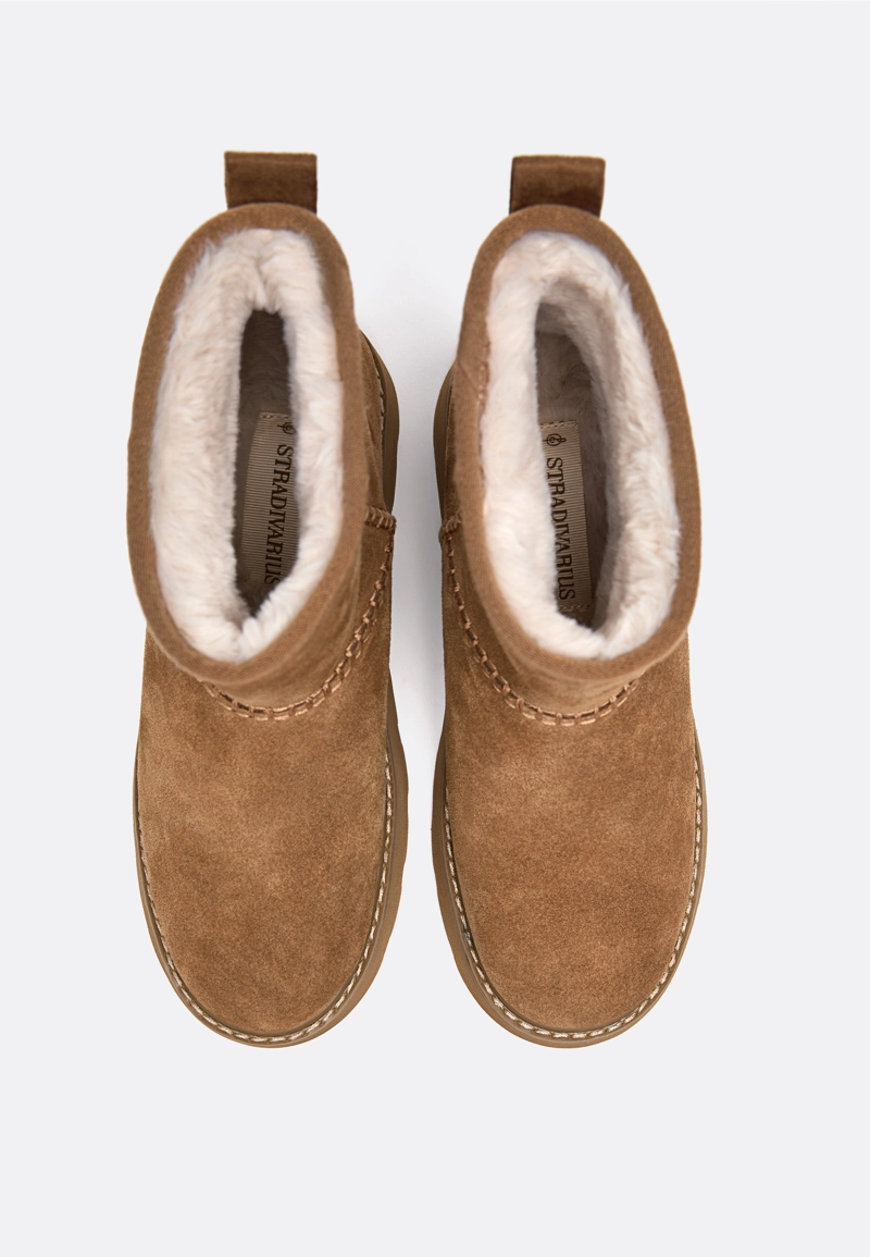 Ботинки на каблуке из искусственного меха и кожи