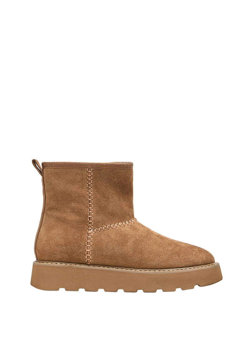 Ботинки на каблуке из искусственного меха и кожи