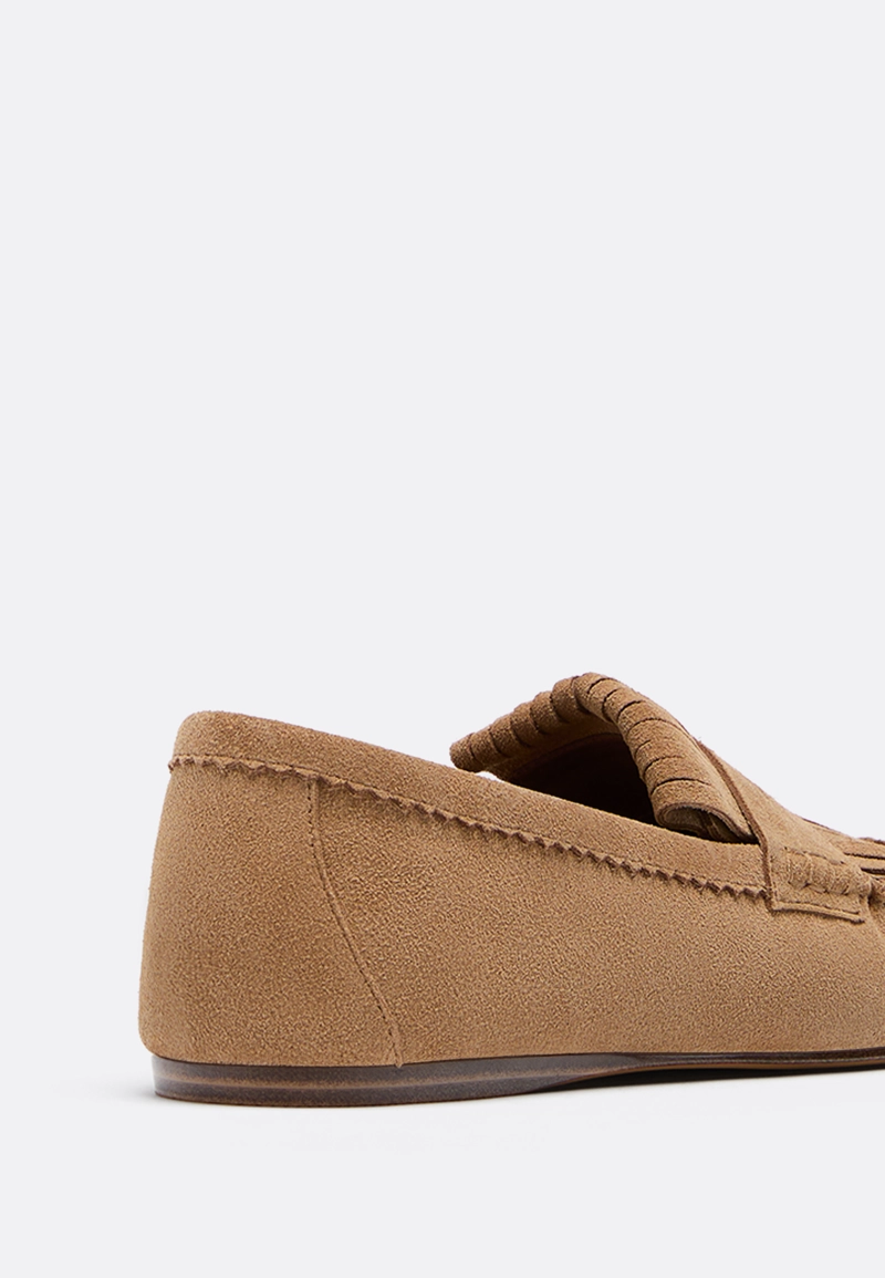 Кожаные мокасины с бахромой