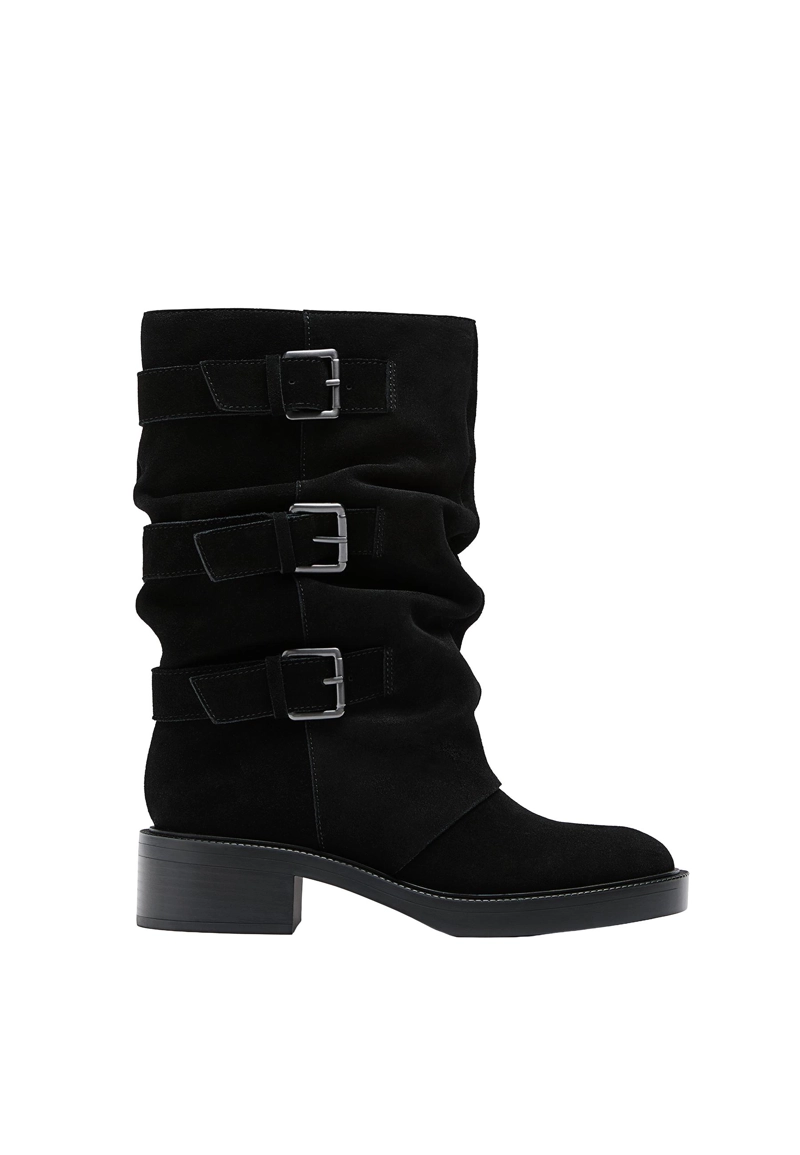 Кожаные ботильоны с пряжками