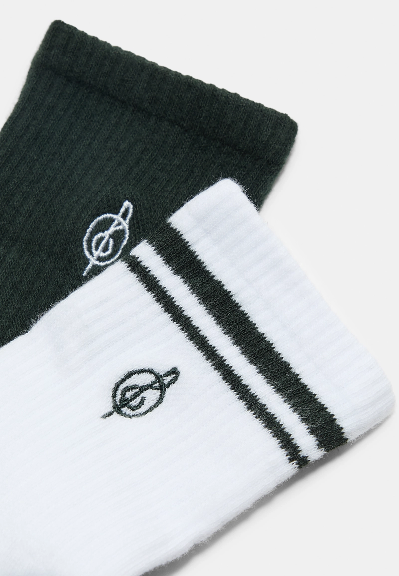 Набор из 2 пар полосатых носков с вышивкой