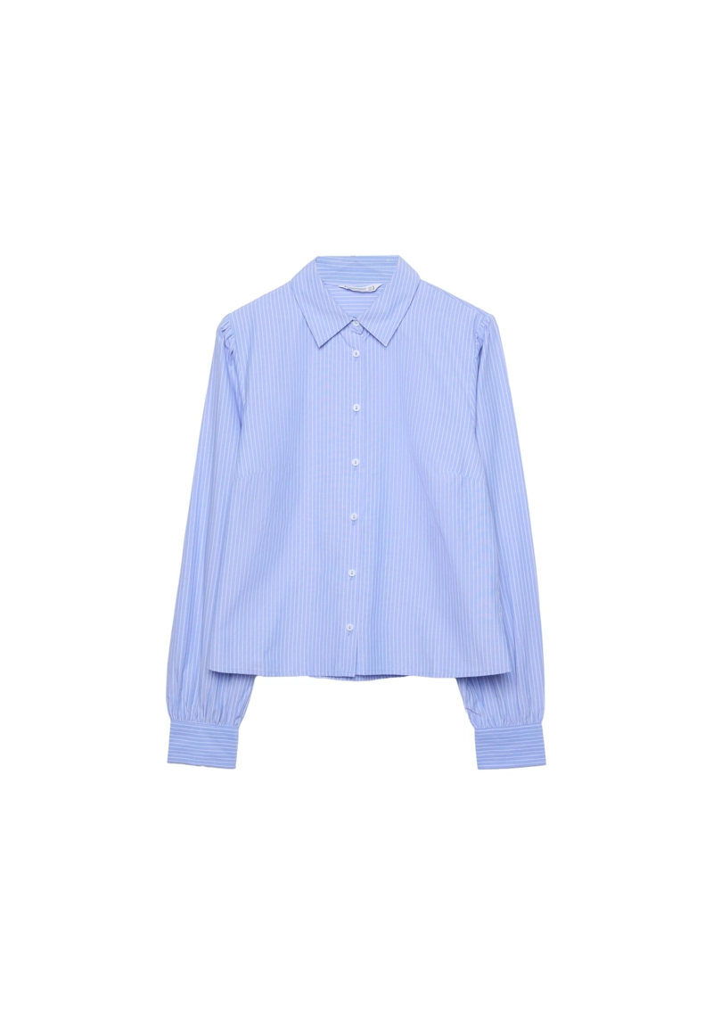 Базовая рубашка в полоску из поплина с рукавами-буфами