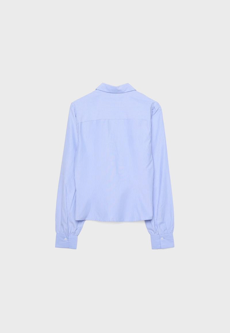 Базовая рубашка в полоску из поплина с рукавами-буфами