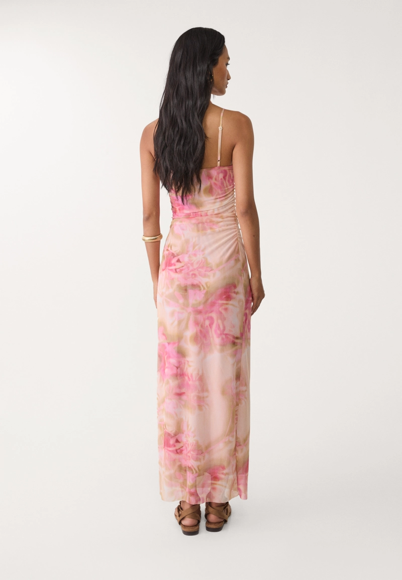 Платье миди из полупрозрачной ткани с принтом