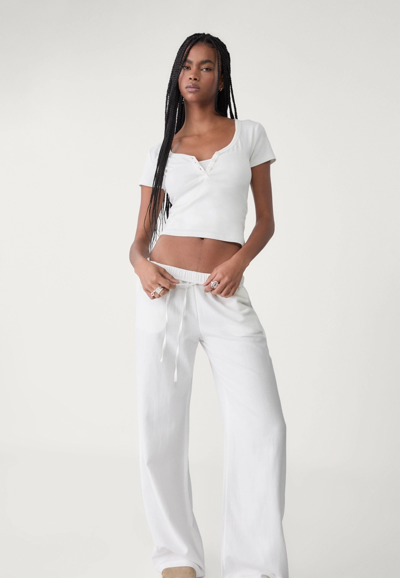 Льняные брюки на кулиске