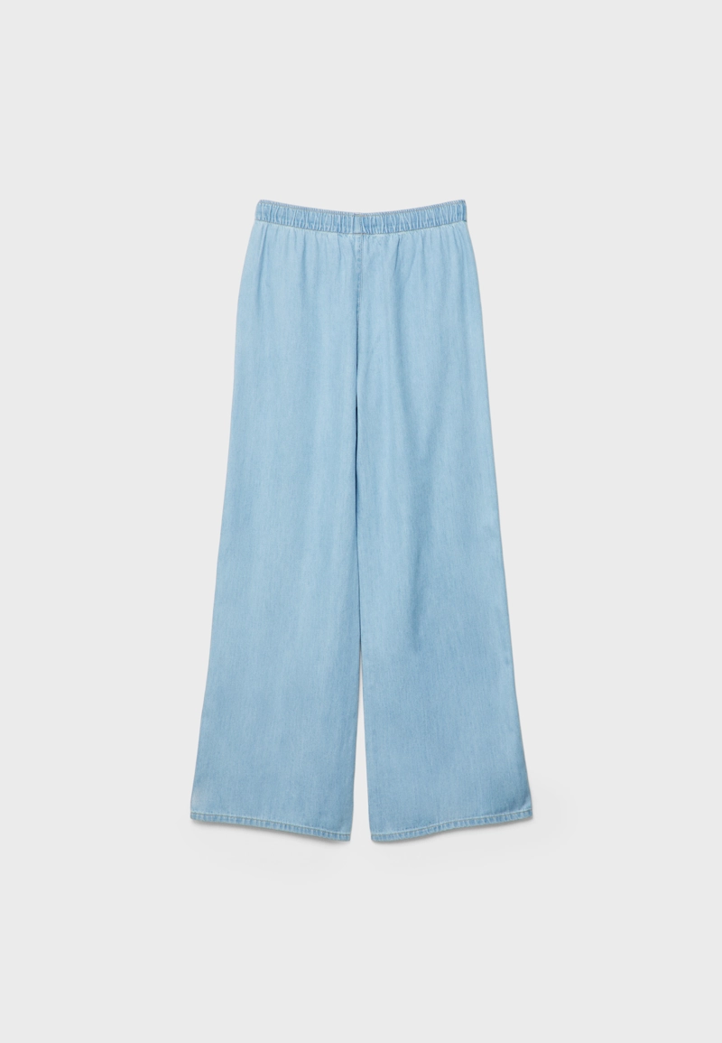 D35 Струящиеся джинсовые брюки на шнурке