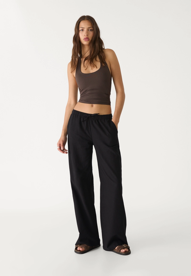 Льняные брюки на кулиске