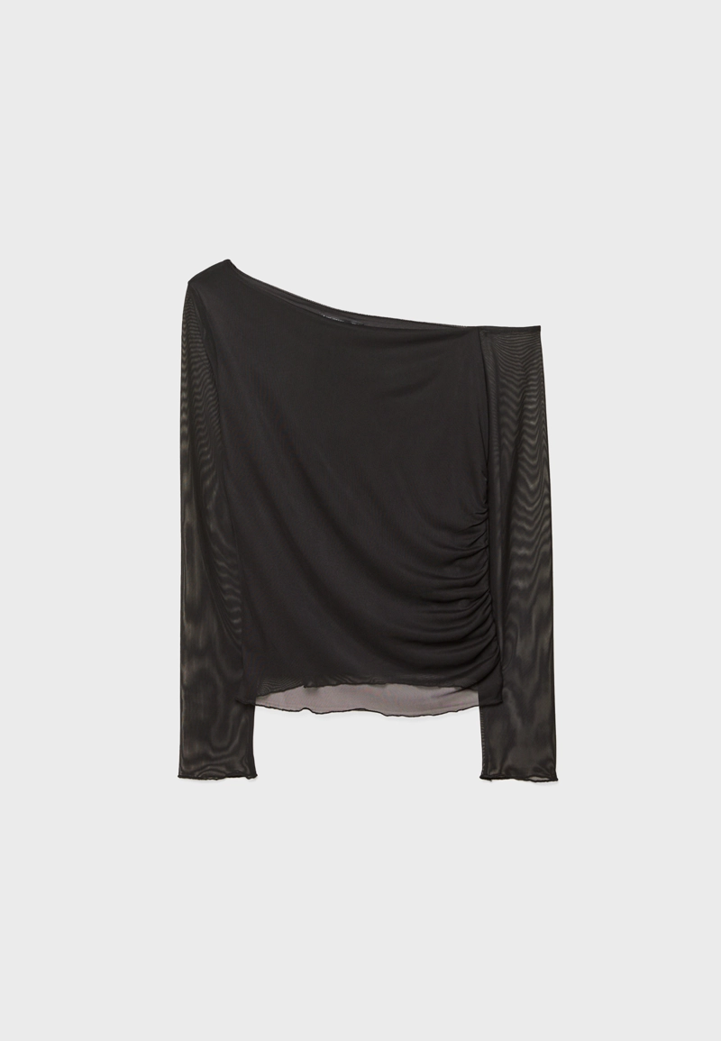 Асимметричная футболка из полупрозрачной ткани