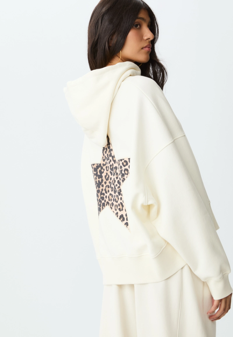 Толстовка с капюшоном, звездой и леопардовым принтом