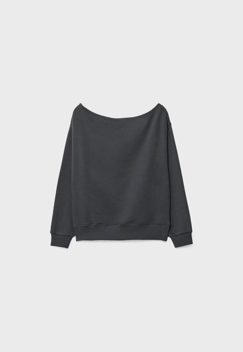 Толстовка с вырезом «лодочка» и принтом