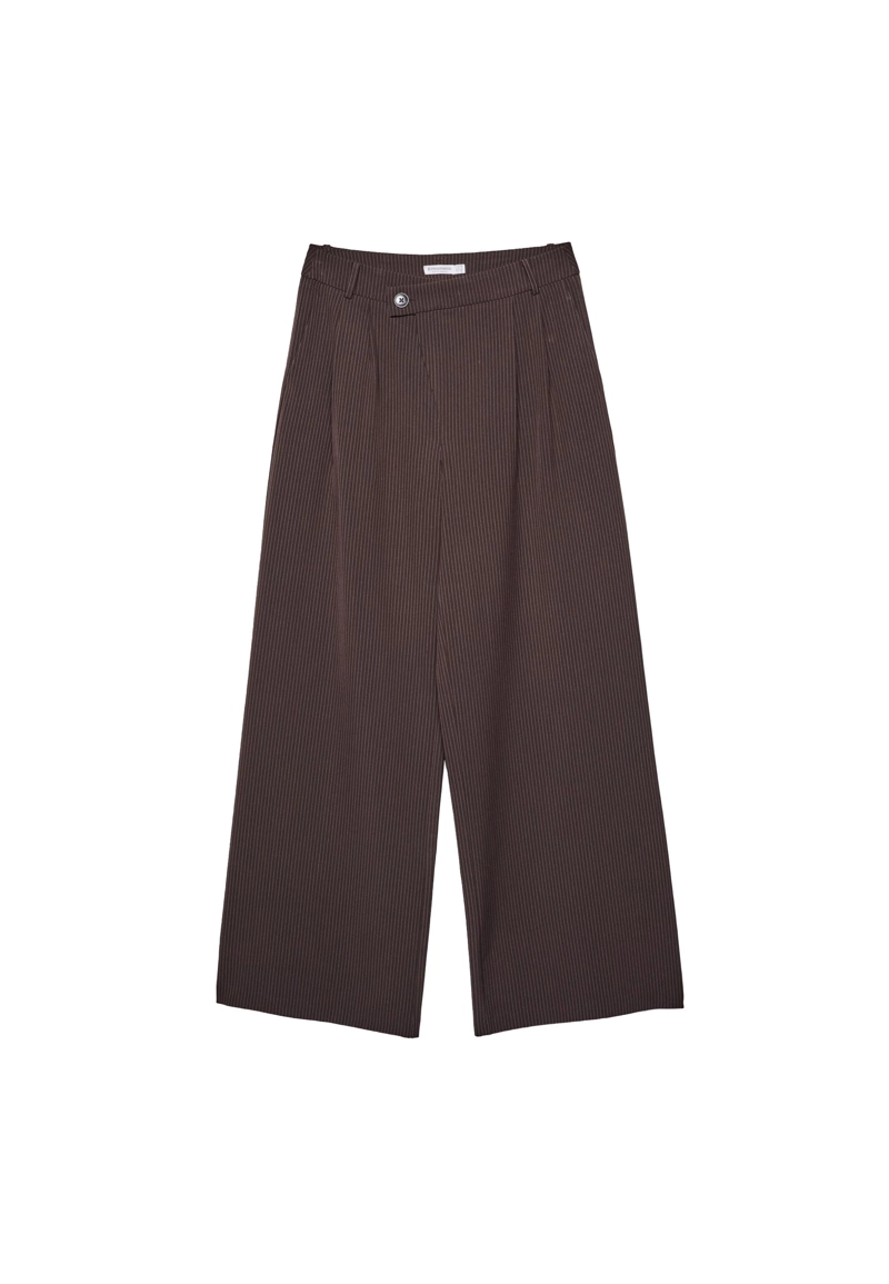 Повседневные брюки в полоску с перекрестной талией