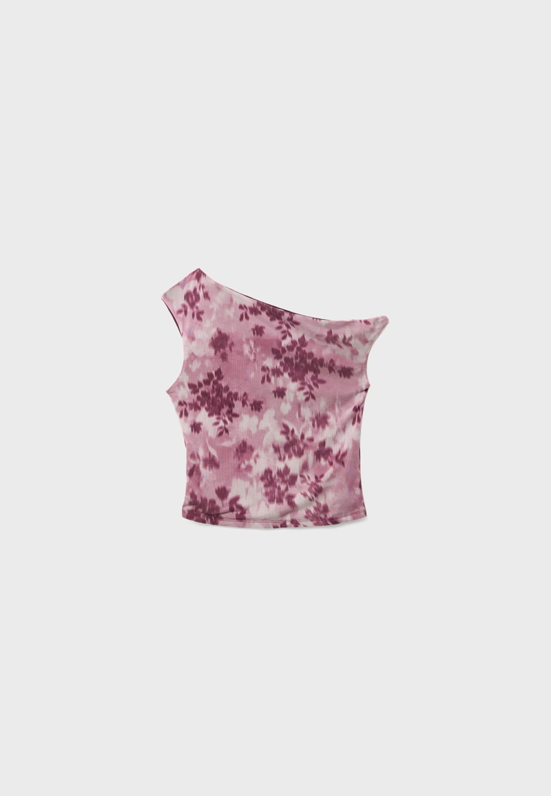 Асимметричная футболка из полупрозрачной ткани с принтом