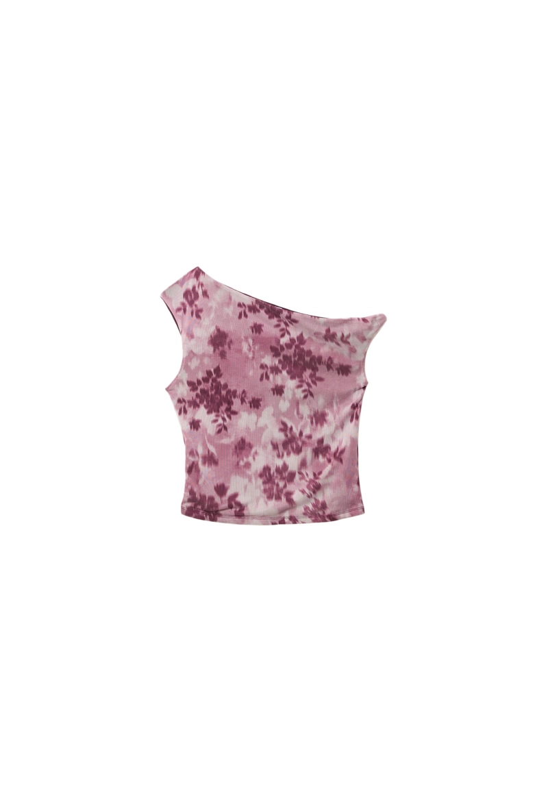 Асимметричная футболка из полупрозрачной ткани с принтом