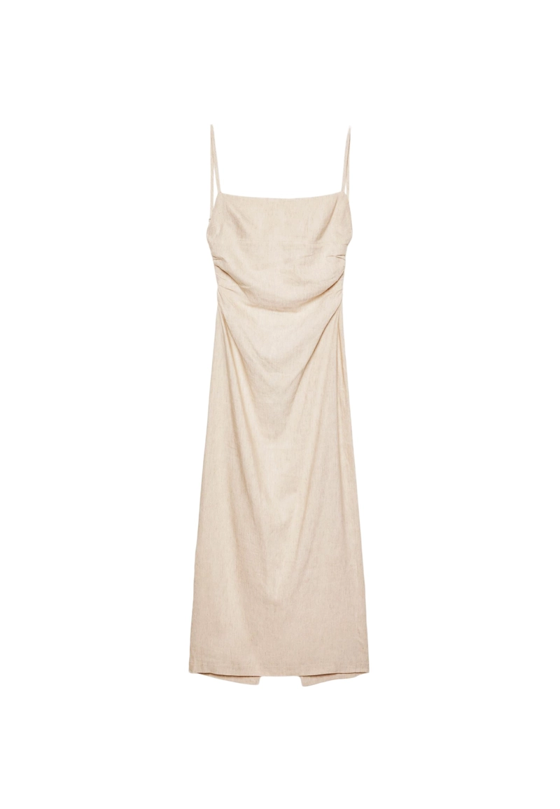 Платье миди с открытой спиной и льном