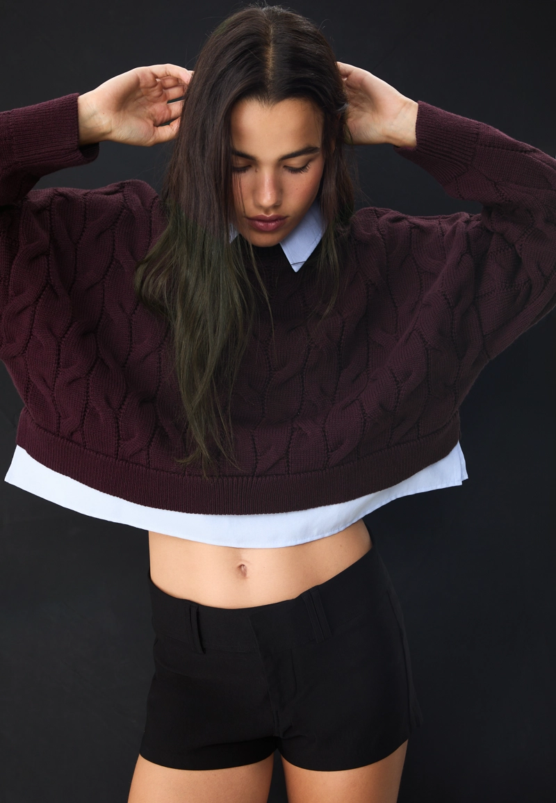 Комбинированный вязаный свитер