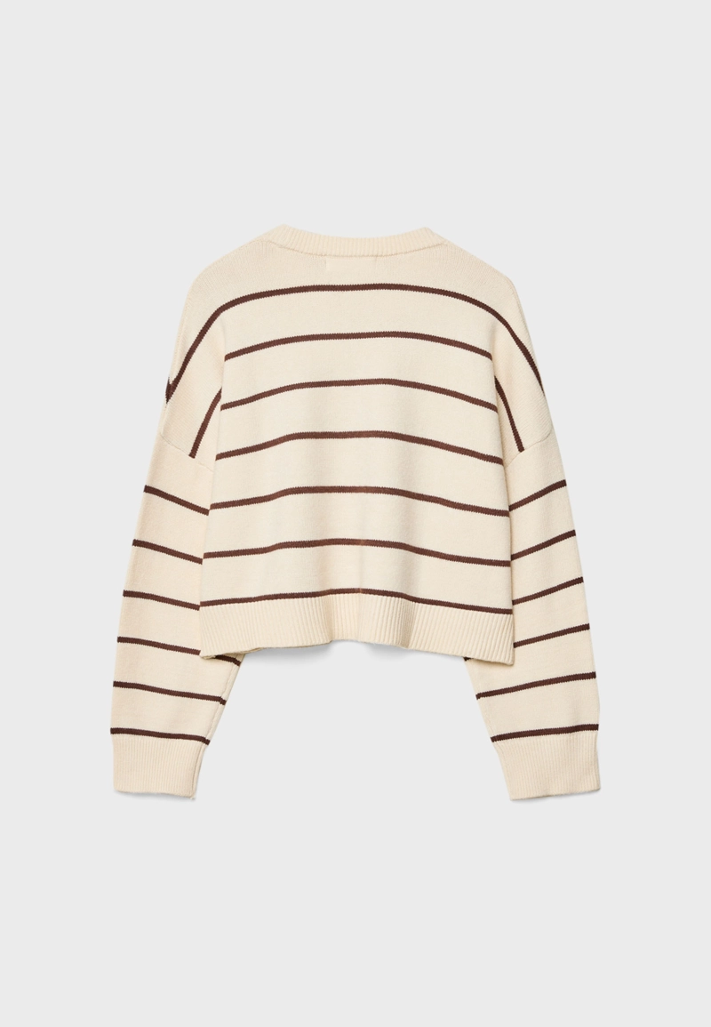 Укороченный полосатый трикотажный свитер