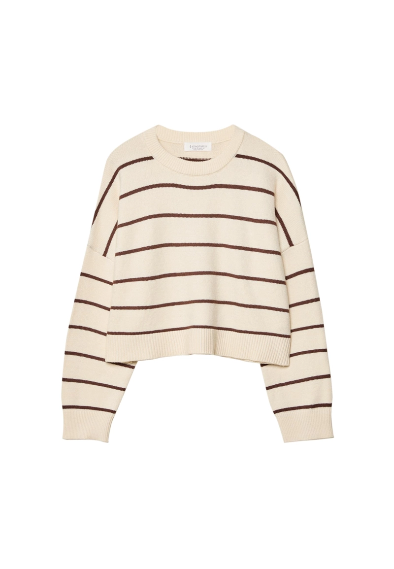 Укороченный полосатый трикотажный свитер