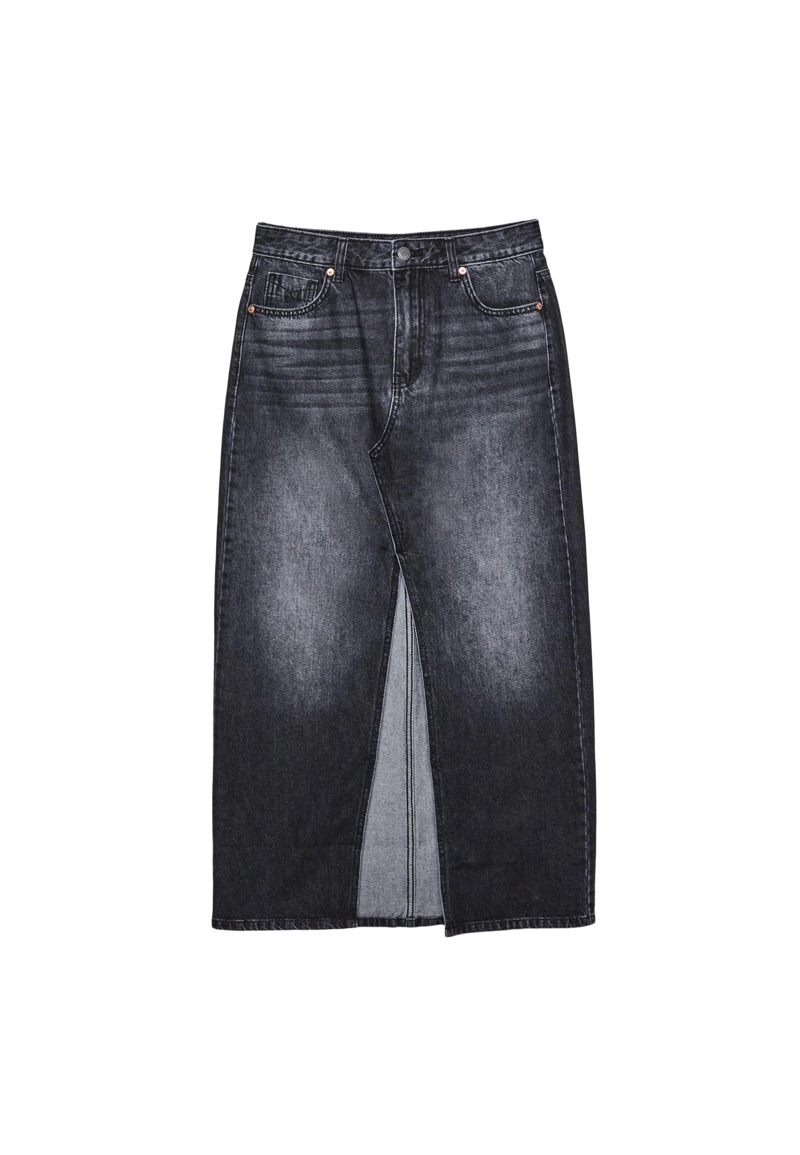 Денимовая юбка миди свободного кроя