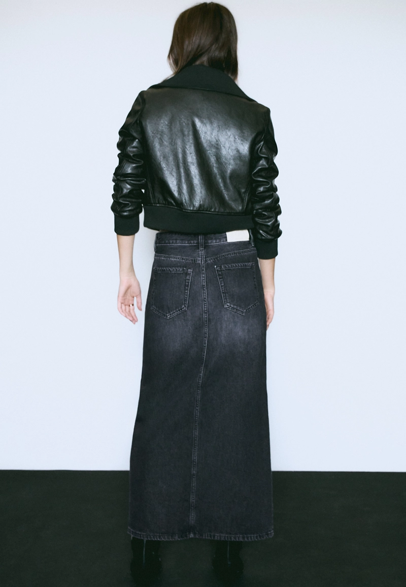 Денимовая юбка миди свободного кроя