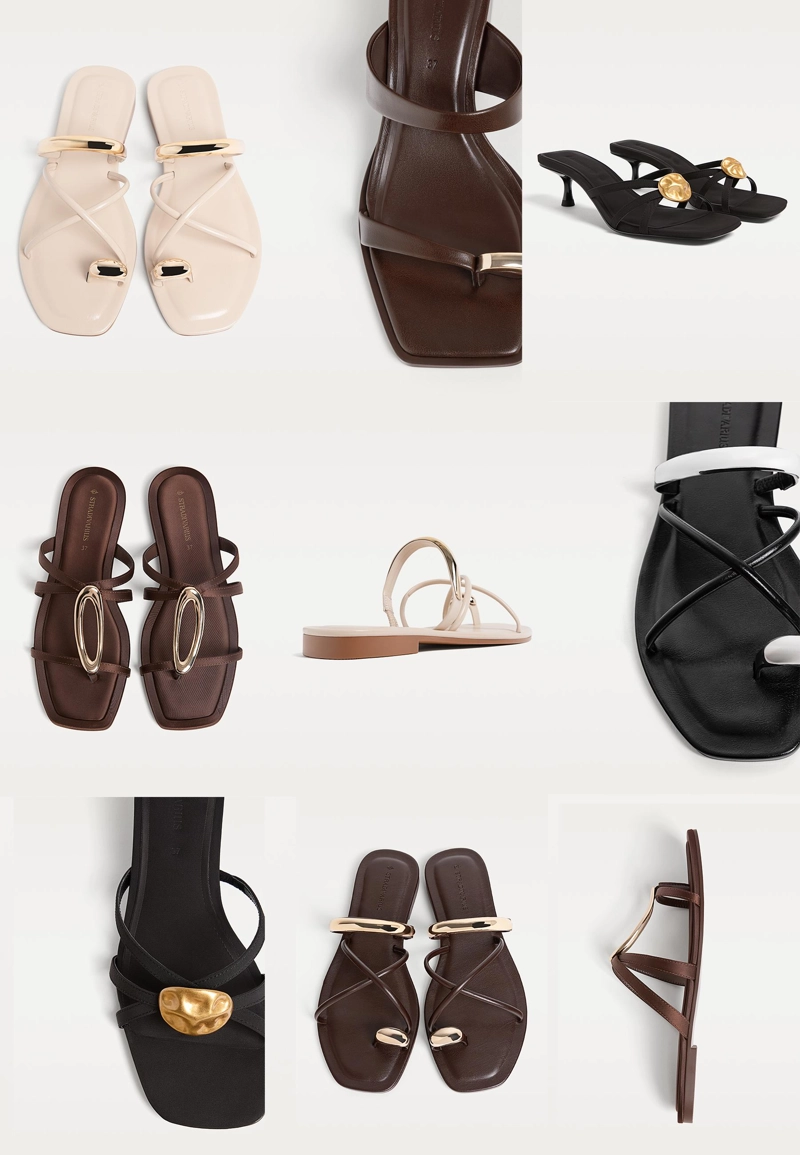 Плоские сандалии с металлической деталью