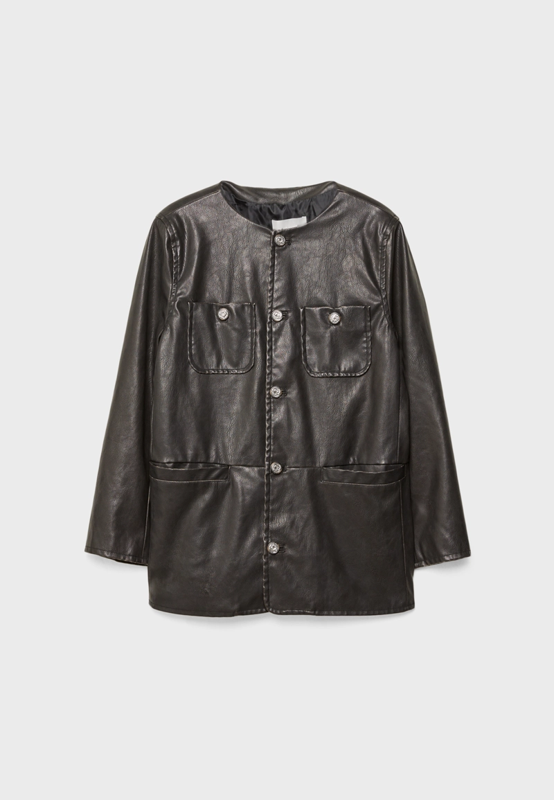 Пиджак из искусственной кожи с пуговицами