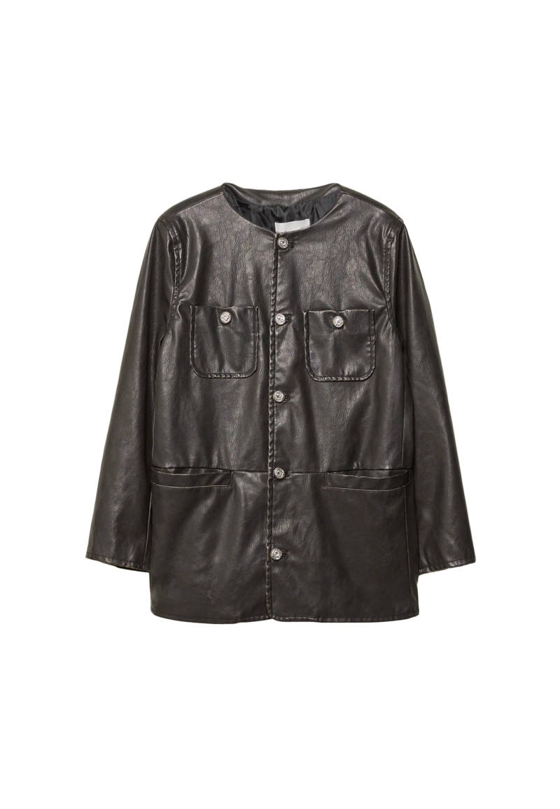 Пиджак из искусственной кожи с пуговицами