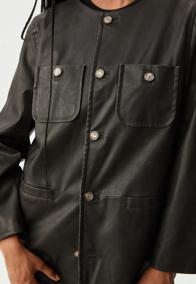 Пиджак из искусственной кожи с пуговицами