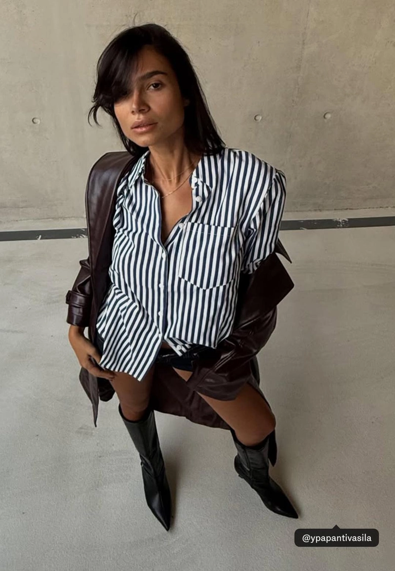 Длинный тренч из искусственной кожи