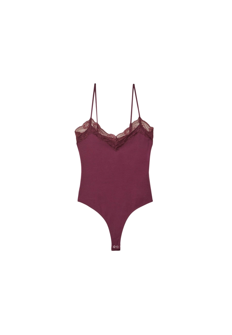 Хлопковый боди с кружевной отделкой