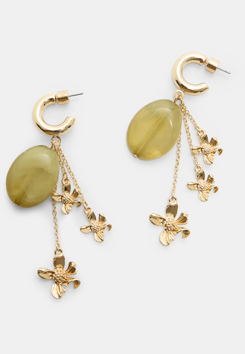 Длинные серьги с цветами