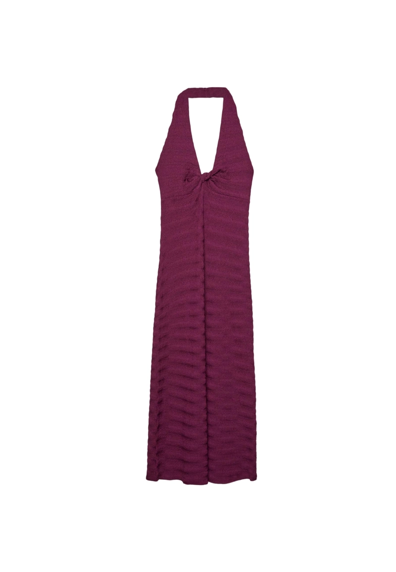 Текстурное платье миди с горловиной халтер