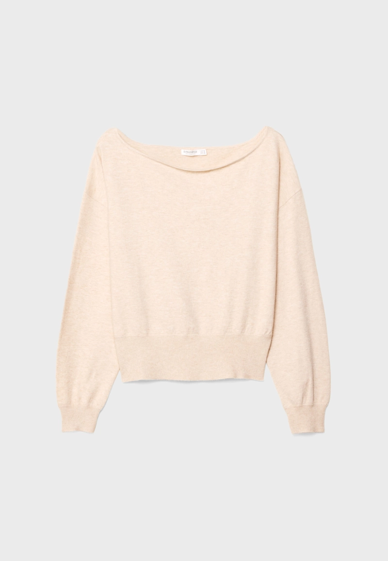 Трикотажный свитер с вырезом «лодочка»