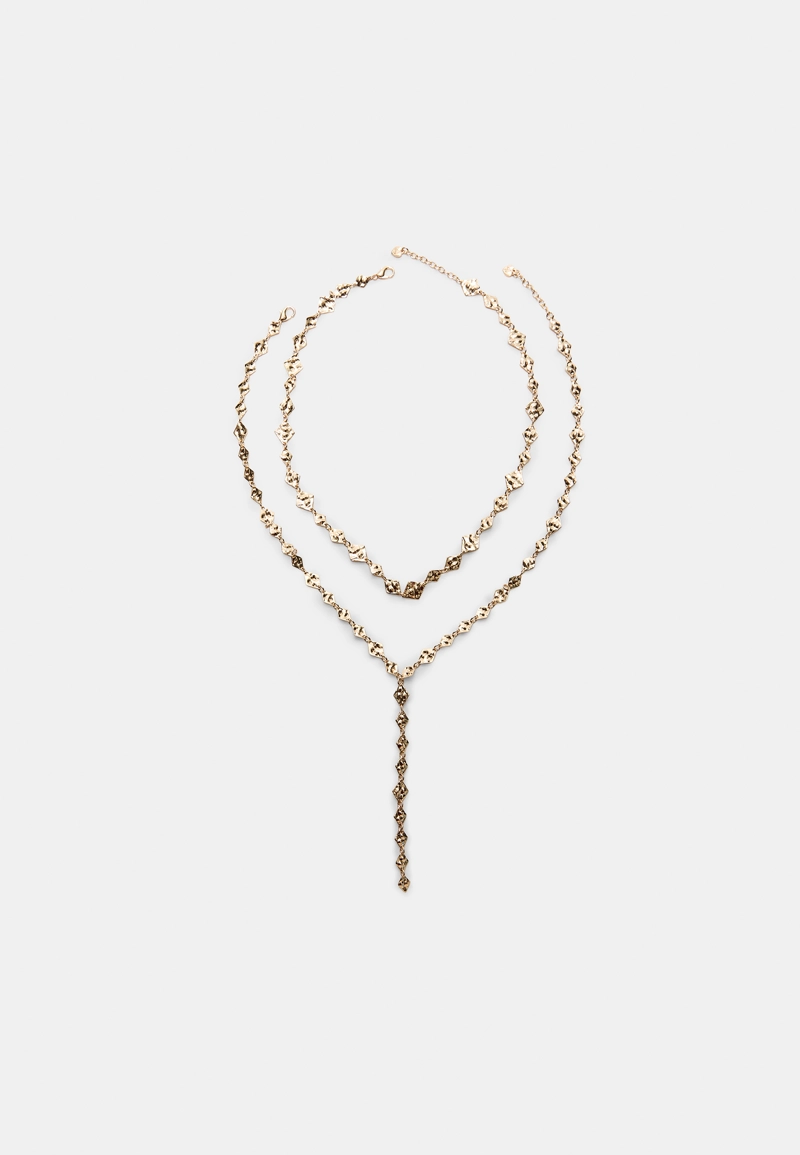 Колье-лариат с ромбами