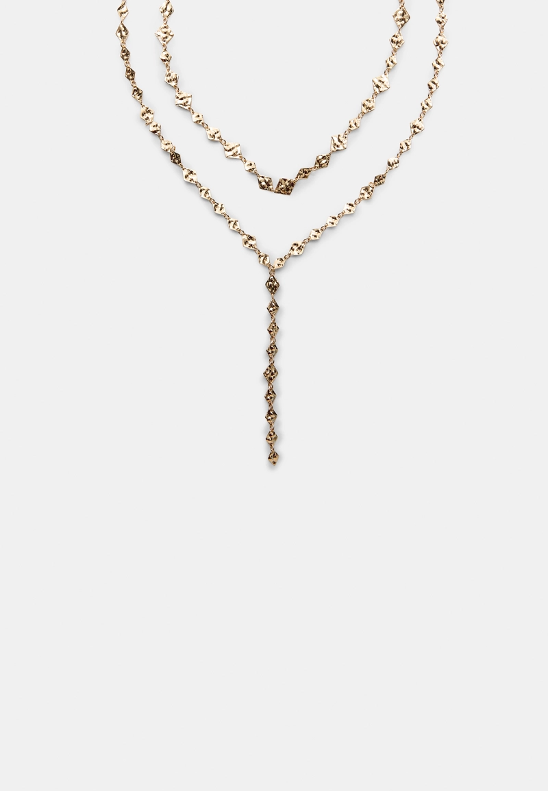 Колье-лариат с ромбами