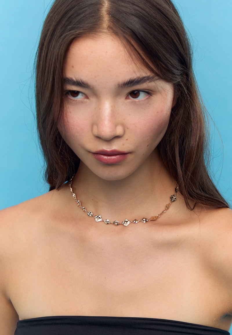 Колье-лариат с ромбами