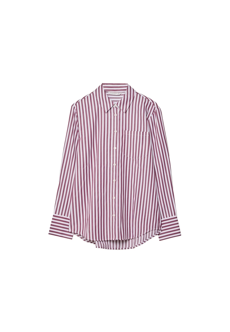 Базовая рубашка в полоску из поплина с карманом