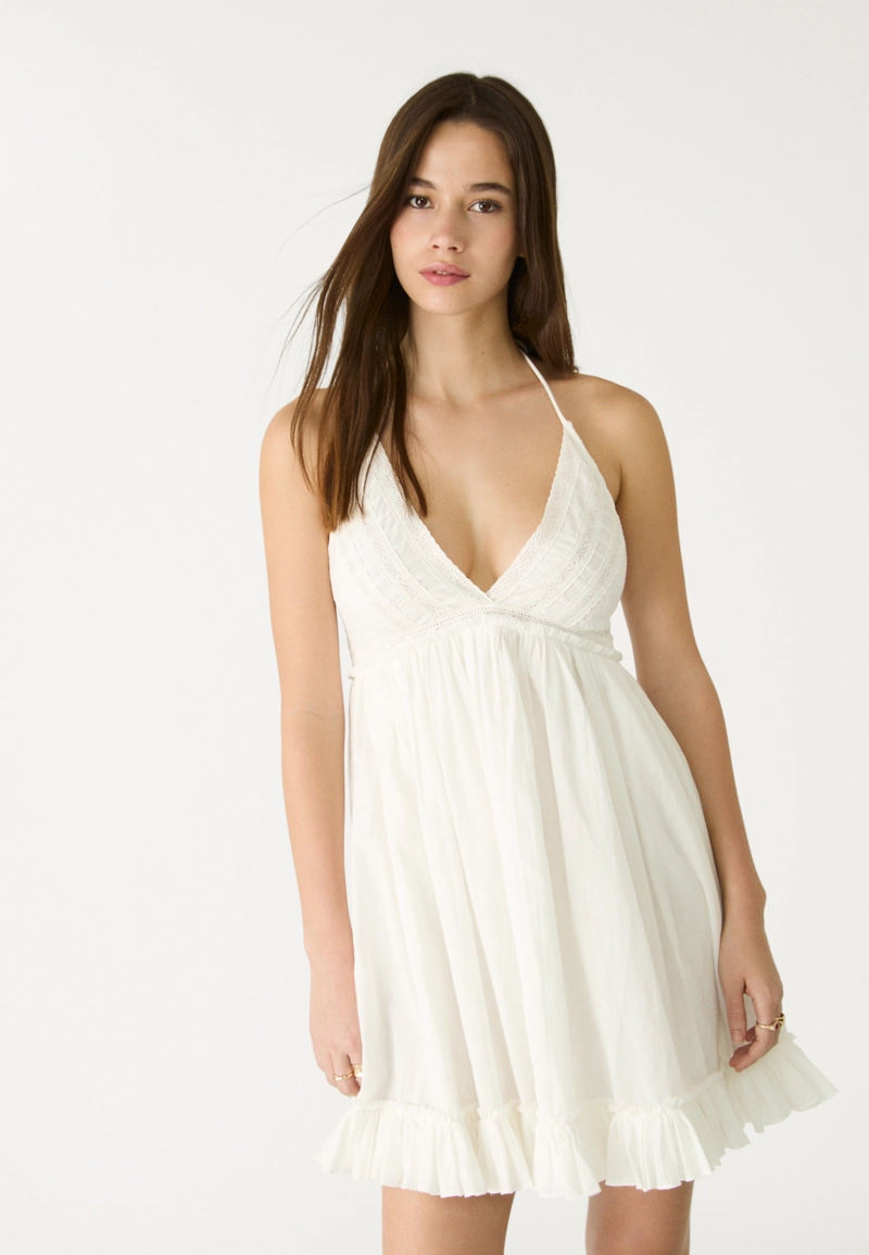 Короткое платье халтер свободного кроя