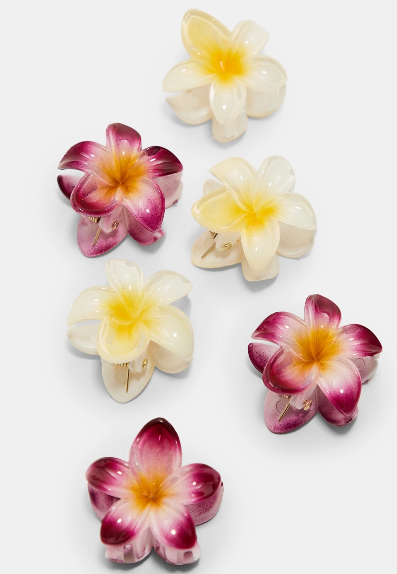 Набор из 6 мини-заколок в виде цветков