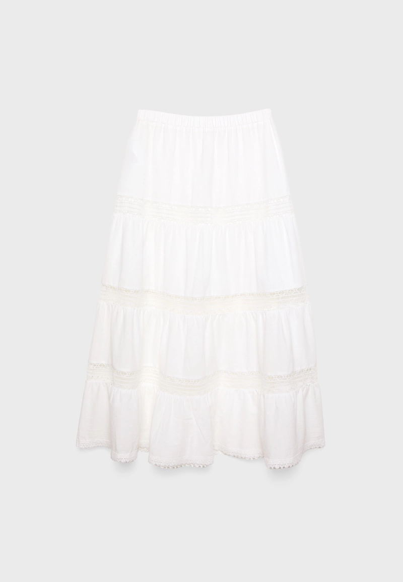 Длинная юбка с кружевными вставками