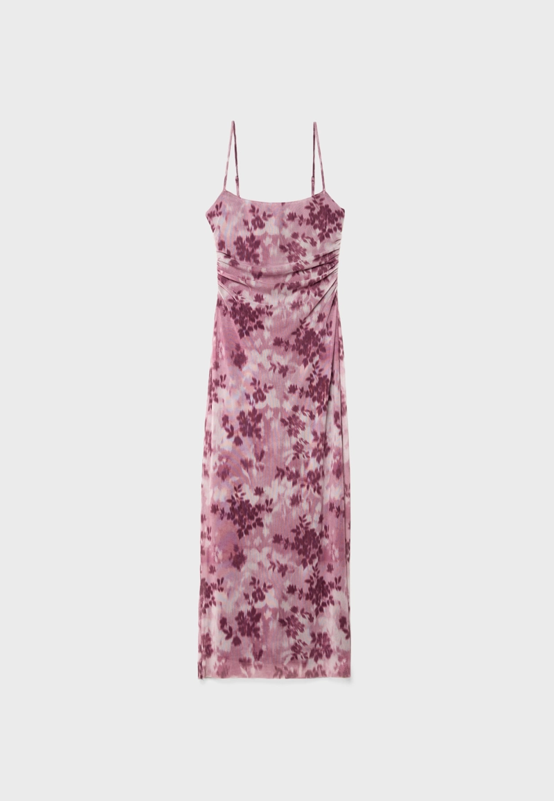 Платье миди из полупрозрачной ткани с принтом