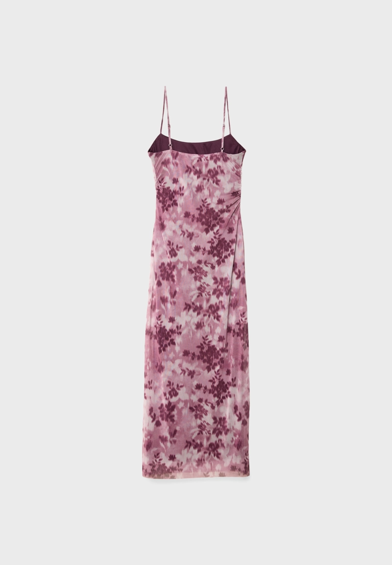 Платье миди из полупрозрачной ткани с принтом