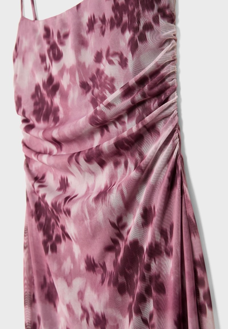 Платье миди из полупрозрачной ткани с принтом