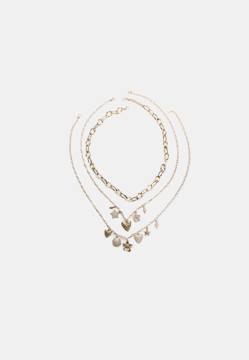 Комплект из 3 колье с эмалевыми подвесками