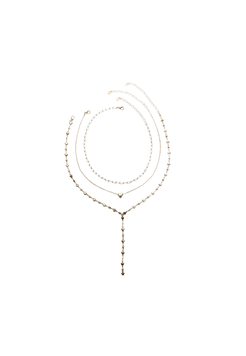 Набор из 3 колье-лариатов с сердечками