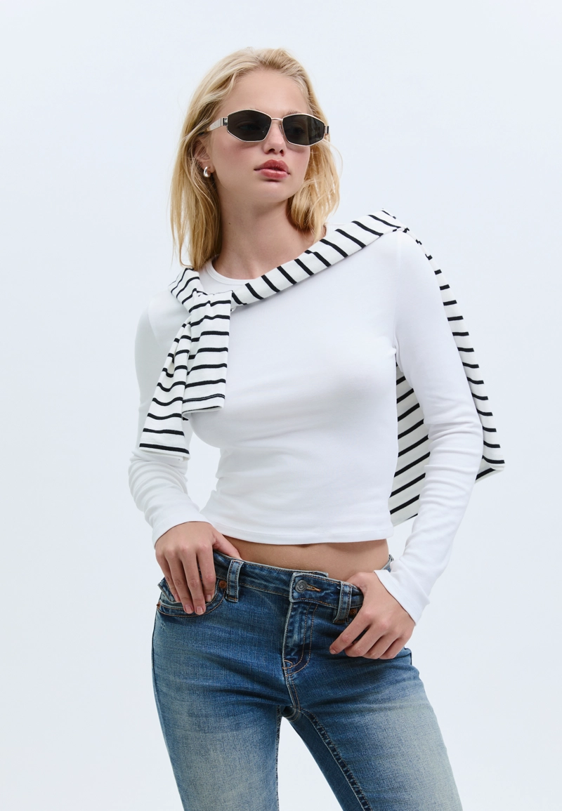 Базовая хлопковая футболка с длинными рукавами