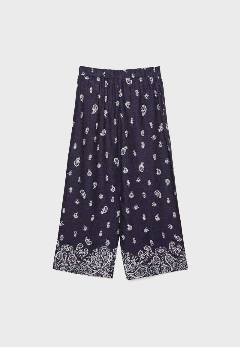 Брюки-кюлоты с льняным принтом